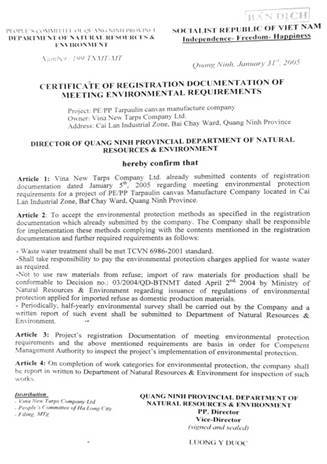 Environmental Certification 